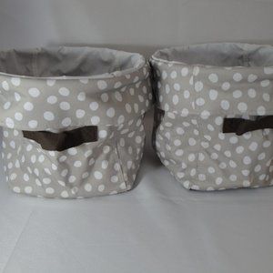 Thirty One 31 Mini Utility Bins Beige White Set/2